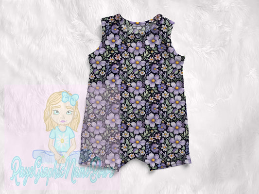 Floral Black Tank romper